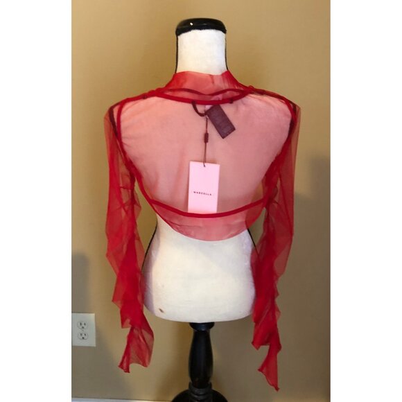 NWT Marcella NYC red mesh ruched Madison Bolero - Picture 8 of 11